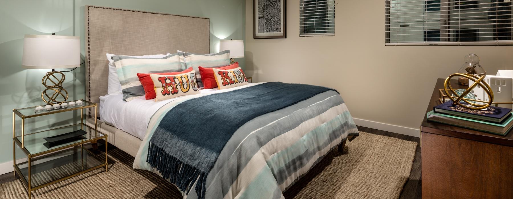large bedroom with widows